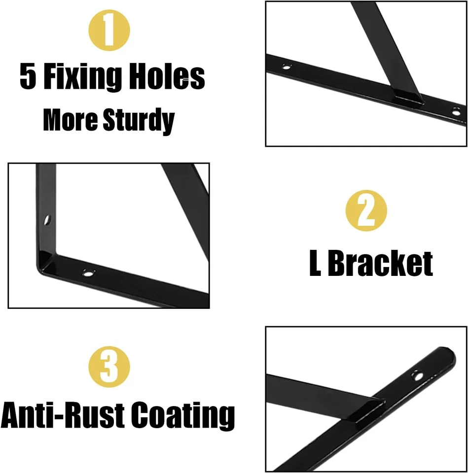 12" x 8" Heavy Duty Shelf Brackets with Screws Metal Shelves Supports Wall Mount - Image 3 of 4