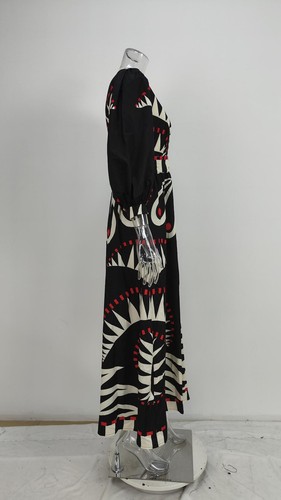 Robe longue imprimée manches longues mode col V robe femme - Photo 8/19