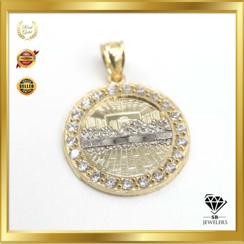 10K Yellow Gold And Cubic Zirconia Last Supper Pendant 2.2g Charm for Necklaces - Picture 1 of 7