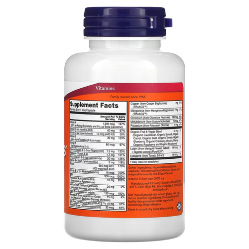 NOW Foods, Daily Vits, Multi Vitamin & Mineral, 120 Veg Capsules IMMUNE BOOSTER - Picture 2 of 4