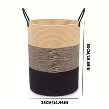 Cotton Rope Woven Storage Basket with Sturdy Handles Laundry Basket for Nursery