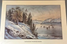 Currier & Ives Canadian Winter Scene 1982 Travelers Calendar Print 16x11 art