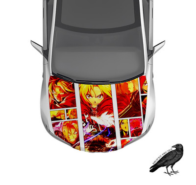Edward Elric Full Metal Hood Wrap Weatherproof 3M Vinyl Car Decal 50'' X 65''