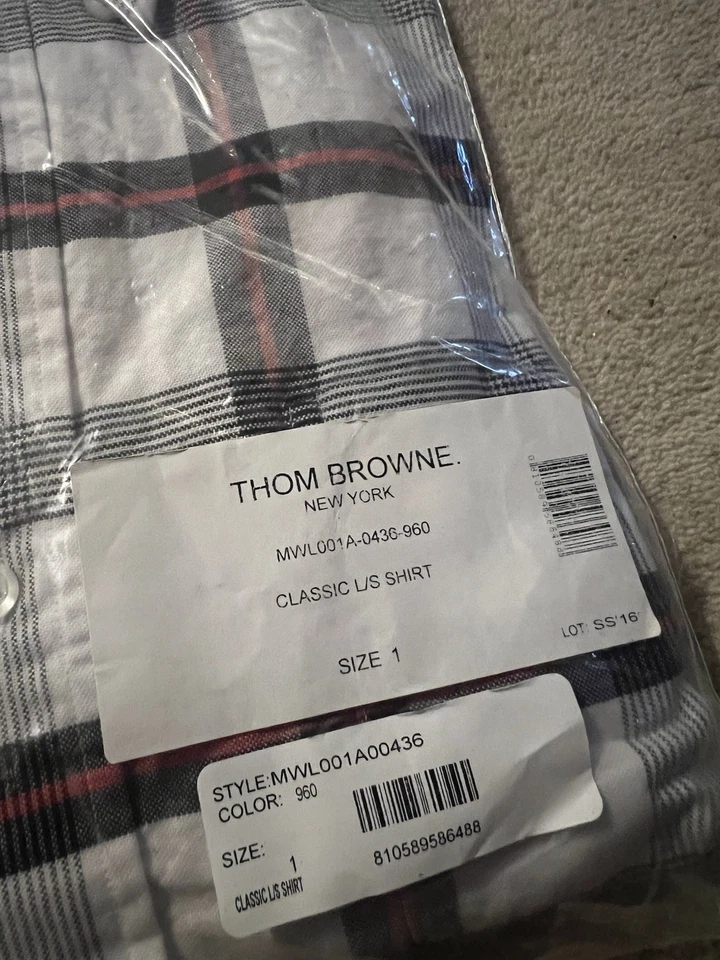 $425 Thom Browne White Shirt Striped L/S Button Down SS16 USA Made Men's Size 1 - Image 2 of 3