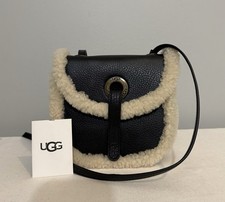 Borsa a tracolla UGG Heritage borsa a tracolla in pelle nera con bordo crema