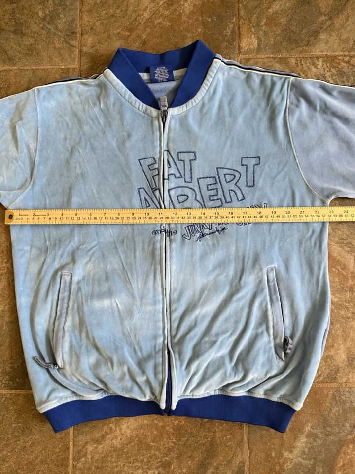 Platinum FUBU Velour Full Zip Track Jacket Light Blue L Fat Albert 90s - Image 3 of 4