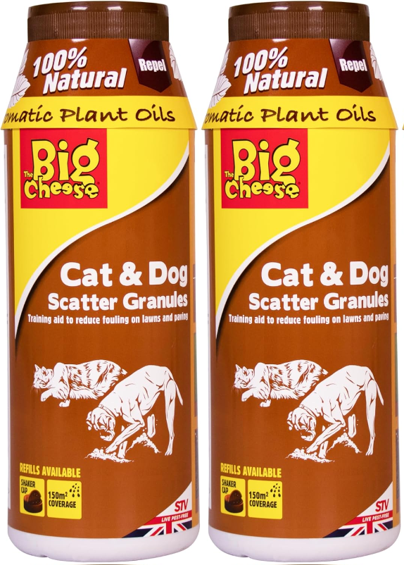 2x The Big Cheese Natural Cat & Dog Scatter Repellent Granules Garden Patio 450g