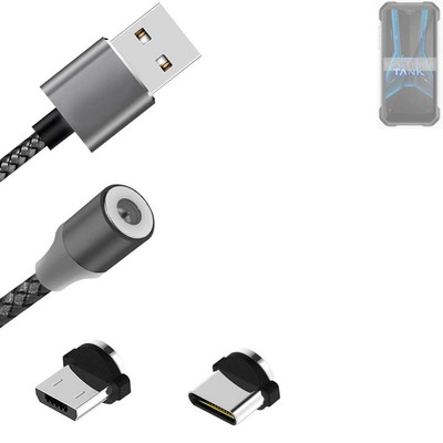 Magnet-Lade-Kabel für Unihertz 8849 Tank Mini 1 mit USB-Typ C und Micro-USB-Ans