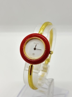 GUCCI 腕時計 ゴールド/レッド Exc+5] GUCCI 11/12 Change Bezel Quartz Watch Gold Dial Red Bezel