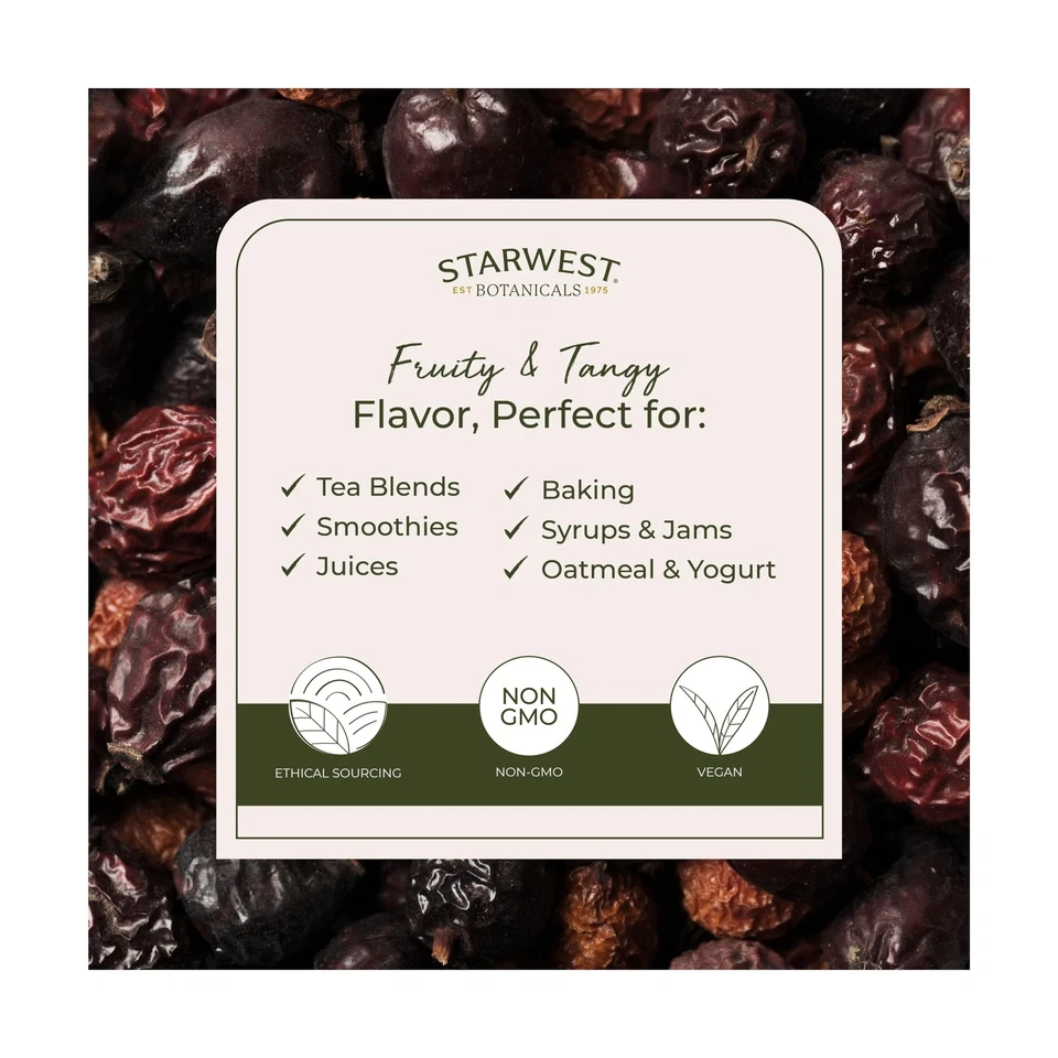 Starwest Botanicals Rosehips Whole Organic - Dried Herb for Tea & B... Fast Ship - Imagem 3 de 4