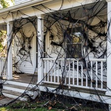 1100 Sqft Halloween Black Stretch Cobweb with 60 Fake Spiders Decoration
