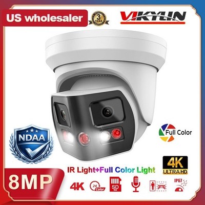 Vikylin 4K 8MP 180° Panoramic Full Color IR POE IP Camera 2-Way Audio Outdoor
