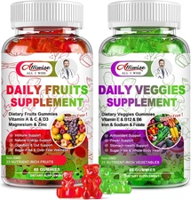 Sugar-Free Fruits & Veggies Gummies Supplement Multivitamin Antioxidant 120 Ct.