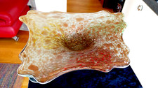 Große schwere Glas Schale - MURANO - Goldeinschmelzung - Breite 32 cm - 1,9 kg