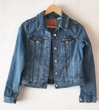 Levis Denim Jean Jacket Girls Small 8-10 Adjustable Waist Med.wash Some Distress