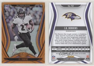 2020 Certified Rookies Mirror Orange /199 JK Dobbins #112 Rookie RC