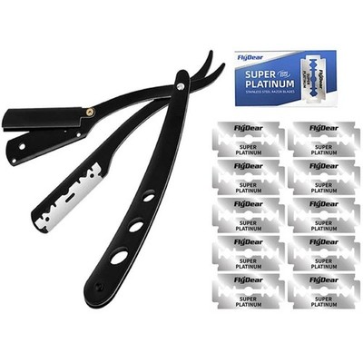 Professional Barber Hair Shaving Razor Straight Edge Folding Knife + 40 Blades