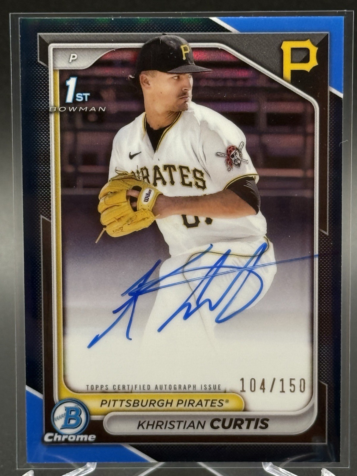 2024 Bowman Chrome KHRISTIAN CURTIS 1st True Blue Refractor Auto /150 CPA-KC