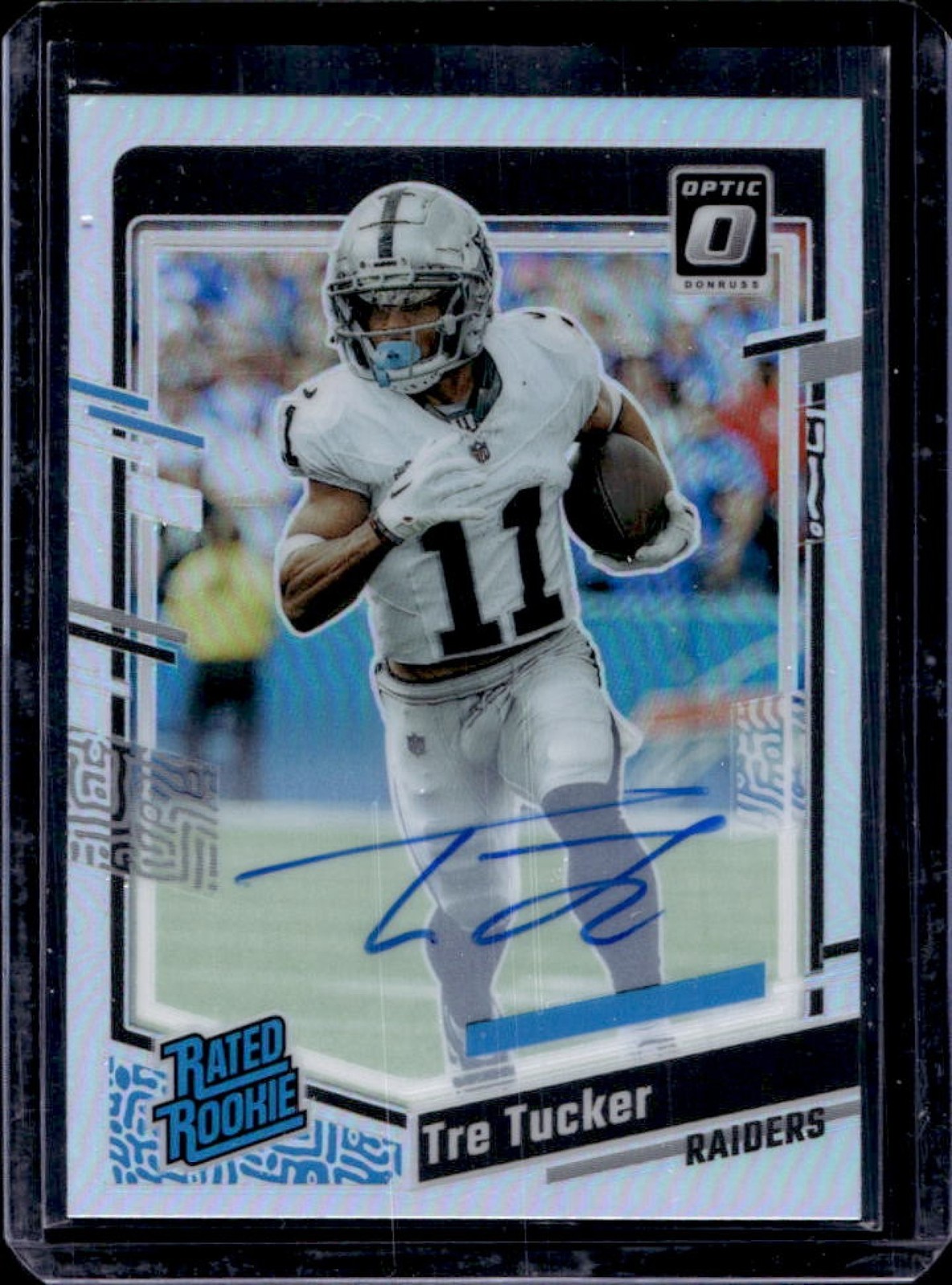 2023 Donruss Optic Tre Tucker Rated Rookie RPS Auto Holo #56/150 Raiders