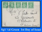 GB #B70 Bb - Jersey 1942 GERMAN OCCUPATION - ½d Green  1st Day of Issue