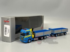 Herpa - Scania CR Niedrigdach Pritschen-Hängerzug mit Ladekran "Martin Wittwer"