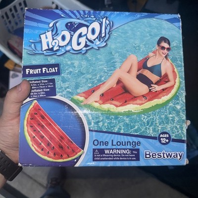 H2O GO! Bestway Watermelon Fruit Pool Float Water Lounge  66.5'' x 31'' x 7.1''