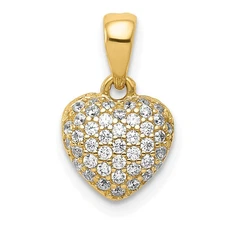 14K Polished CZ/3D/ Heart Pendant K5830