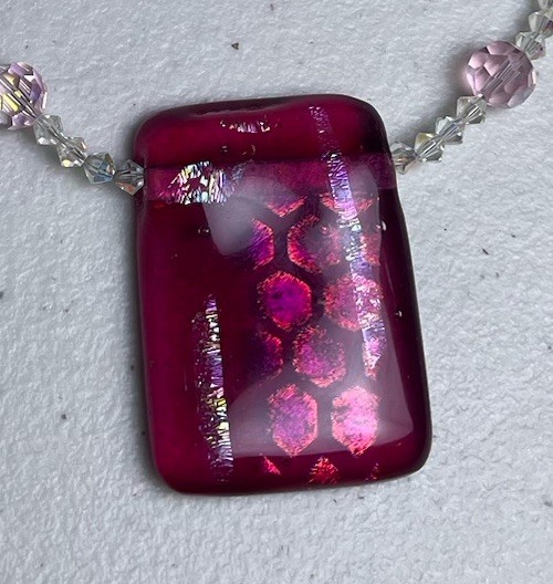 Artisan Signed Dichroic Glass Rectangle Pendant N… - image 5
