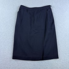Armani Collezioni Virgin Wool Pencil Skirt Navy Size 6 Side Zip Career Office