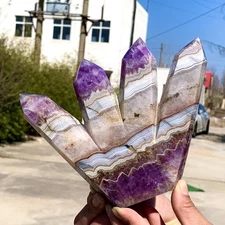 2.45LB Natural Auralite-23Titanium Crystal Quartz Obelisk High frequency healing