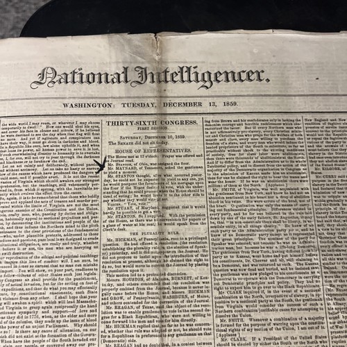 Rare 1859 Washington National Intelligencer Newspaper- As Seen - Picture 2 of 6