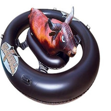 Promar Inflatabull Inflatable Bull Ride-on Lake/pool Float Toy, Brown