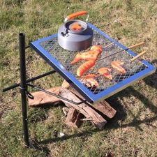 Rotating Campfire Grill 360° Heavy Duty Steel Fire Pit Cooking Grill for Camping