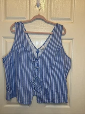 XXL A New Day Linen Blend Vest With Tie Closure