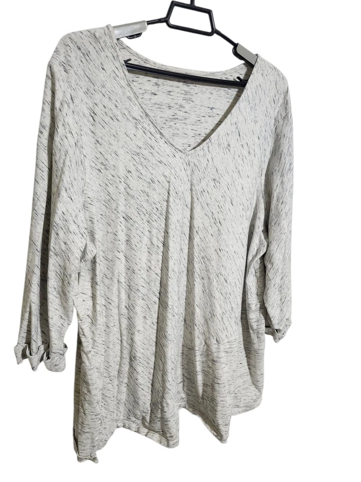 Top para mujer J.Jill PureJill 3X túnica gris negro blanco teñido espacial costura diagonal Foto 4 de 4