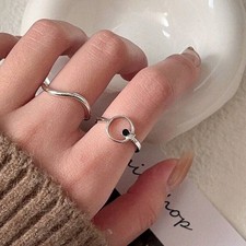 Minimalist Silver Wave Ring, S925 Sterling Silver Ring