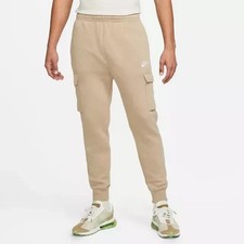 Nike Men's Sportswear Club Fleece Cargo Jogger Pants in Khaki/White Size: XXL