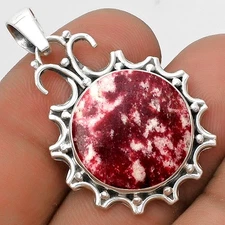Natural Pink Thulite - Norway 925 Sterling Silver Pendant Jewelry P-1249