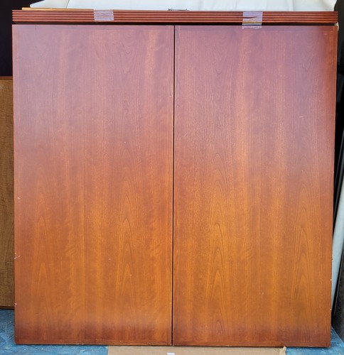 4' Wall-Mounted Magnetic DRY ERASE WHITEBOARD With Tackboard Doors & Wood Finish