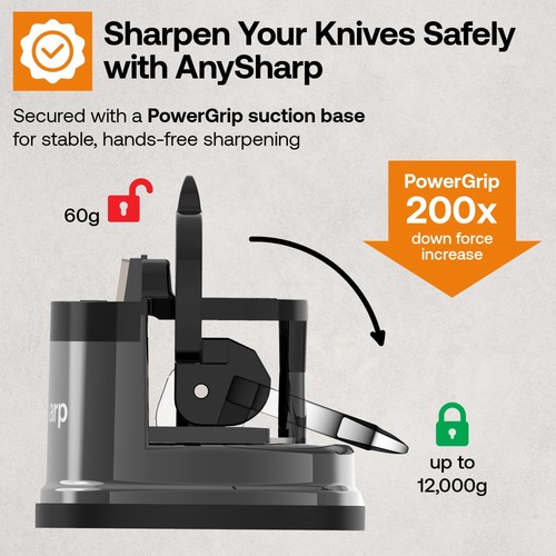AnySharp – CHEF – Hands Free Knife Sharpener - Easy to Use Sharpening Tool wi... - Picture 4 of 10