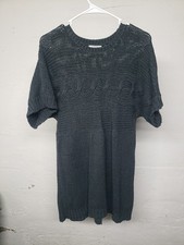 Mercer Street Studio Womens Short Sleeve Sweater Dress Large Gray Acrylic C11