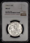 1946-S Walking Liberty Half Dollar 50c NGC MS67 - Nice White Coin!