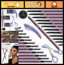 Waterproof Micro Eyebrow Pencils Set - 12-Piece Black, 3D Tip for Natural Stroke