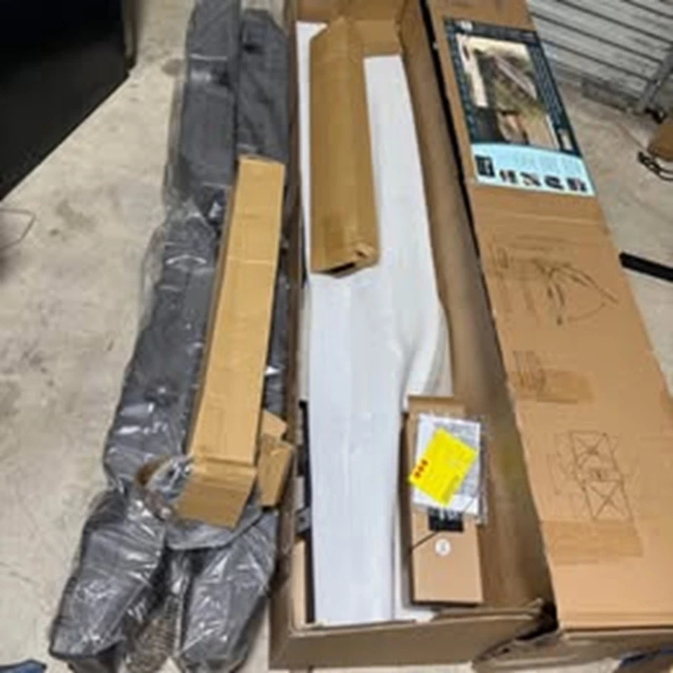 Paraguas voladizo de aluminio LED solar cuadrado de 2 niveles Seasons Sentry de 10' con base Foto 4 de 4