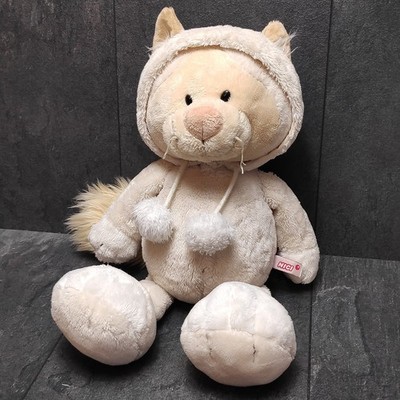 Nici Snowcat White Soft Toy Approx 50cm Tall Plush Cat Hooded Hat 