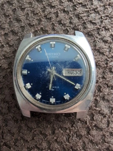 Vintage Seiko Automatic 7006-7119 Men’s Watch Day Date Blue Dial
