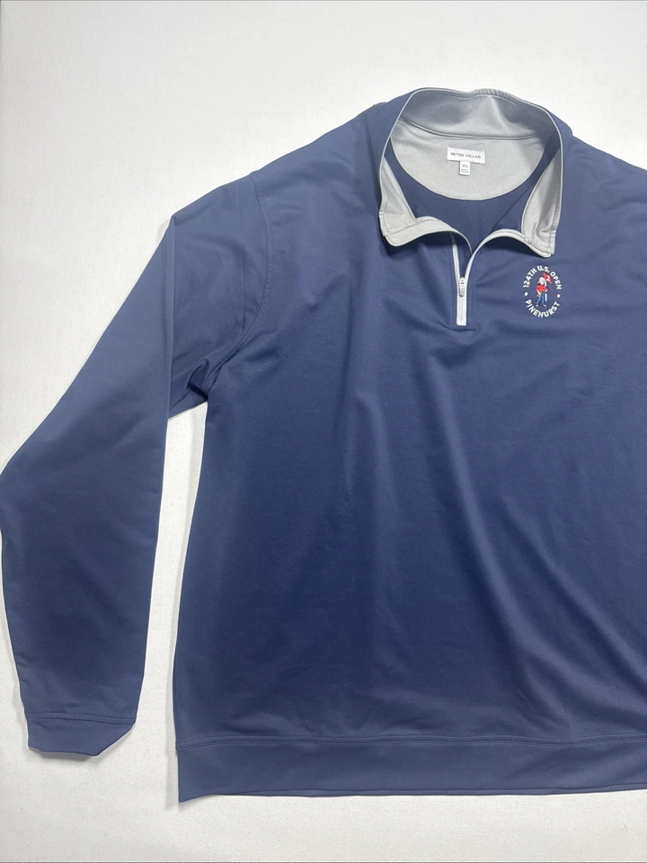 Peter Millar Pullover Men 3XL Blue Performance Quarter Zip US Open Pinehurst - Image 2 of 4