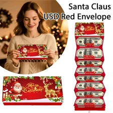Folding Christmas Money or Card Holder w/ 10 Slots Surprise Gift Cash Holder