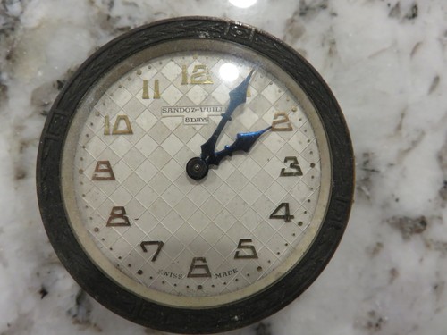 Vintage Swiss Sandoz Vuille 8 Day Car Clock 2" No Pin / Parts/Repair