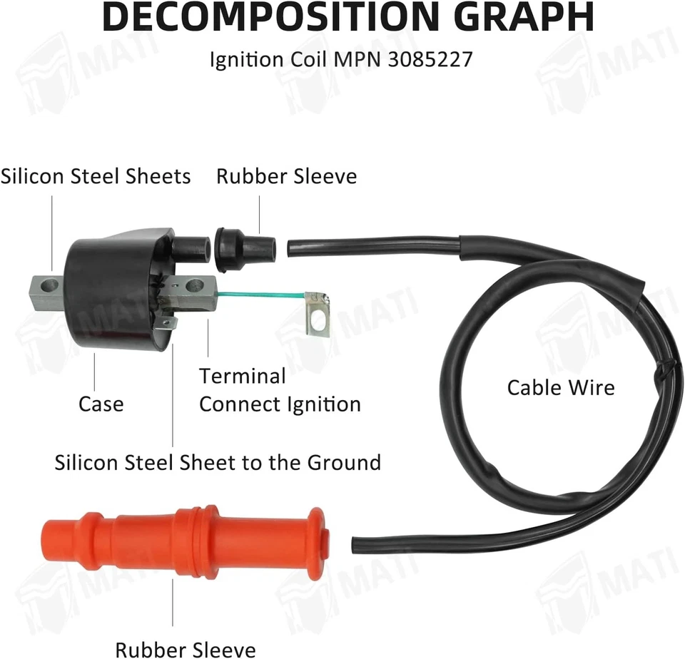 Ignition Coil & Spark Plug & CDI for Polaris Sportsman 500 Big Boss 500 Ranger Foto 3 de 4